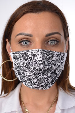 Slovenské ochranné antibakteriálne rúško s iónmi striebra B03- BORTEX, slovenský výrobok, dvojvrstvové-1.vrstva(100%bavlna), 2.vrstva (100%polyester s iónmi striebra) - ľudový motív na bielom podklade 053