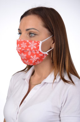 Rúško antibakteriálne na tvár-BORT, dvojvrstvové-1vrstva(100%bavlna), 1vrstva (100%polyester s iónmi striebra) vianočný motív (červené) 051 - VYROBENÉ NA SLOVENSKU