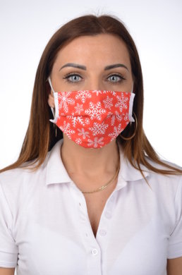 Rúško antibakteriálne na tvár-BORT, dvojvrstvové-1vrstva(100%bavlna), 1vrstva (100%polyester s iónmi striebra) vianočný motív (červené) 051 - VYROBENÉ NA SLOVENSKU