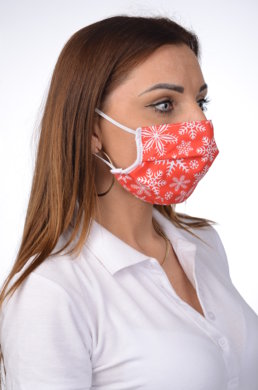 Rúško antibakteriálne na tvár-BORT, dvojvrstvové-1vrstva(100%bavlna), 1vrstva (100%polyester s iónmi striebra) vianočný motív (červené) 051 - VYROBENÉ NA SLOVENSKU
