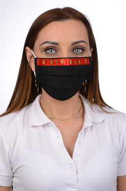 Ochranné rúško antibakteriálne B03- BORTEX, slovenský výrobok, dvojvrstvové-1.vrstva(100%bavlna), 2.vrstva (100%polyester s iónmi striebra) - ozdobné rúško motív vianočný stromček (čierne) 067