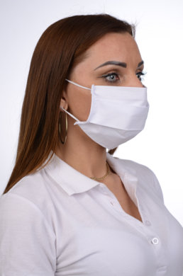 Bavlnené rúško slovenské  B03-BORT.slovenský výrobok (dvojvrstvové-100% bavlna) - výšivka motýľ (biele) 075