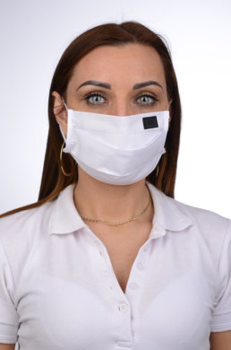 Bavlnené rúško na tvár B03-BORT (dvojvrstvové-100% bavlna) motív BOY (biele) 078 - VYROBENÉ NA SLOVENSKU