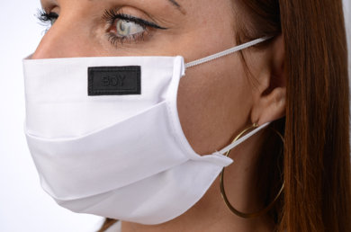 Bavlnené rúško na tvár B03-BORT (dvojvrstvové-100% bavlna) motív BOY (biele) 078 - VYROBENÉ NA SLOVENSKU