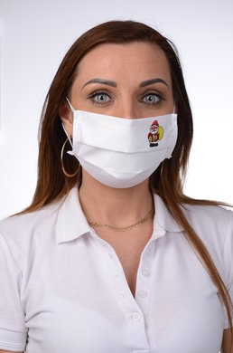 Bavlnené rúško na tvár B03-BORT (dvojvrstvové-100% bavlna)s výšivkou motív Mikuláš (biele) 084 - VYROBENÉ NA SLOVENSKU