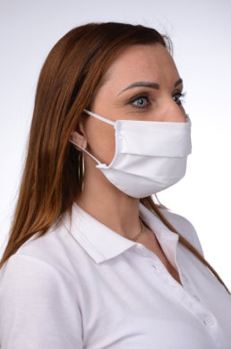 Bavlnené rúško na tvár B03-BORT (dvojvrstvové-100% bavlna) s výšivkou - motív Mikuláš (biele) 084 - VYROBENÉ NA SLOVENSKU