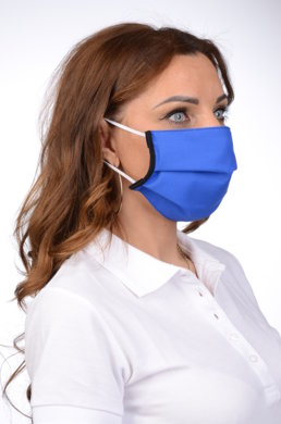 Rúško antibakteriálne na tvár -BORT,dvojvrstvové-1vrstva(100%bavlna), 1vrstva (100%polyester s iónmi striebra) - modré 098 - VYROBENÉ NA SLOVENSKU