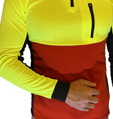 Tričko MATEJ - funkčné - neónová žltá/červená - dlhý rukáv VYROBENÉ NA SLOVENSKU