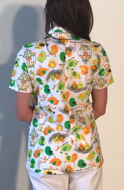 Košeľa dámska zdravotná BIBI, potlač detská 02-kuriatko - VYROBENÉ NA SLOVENSKU