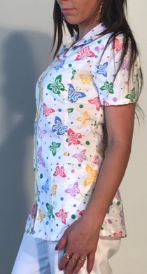 Košeľa dámska zdravotná BIBI 03 potlač motýľ - VYROBENÉ NA SLOVENSKU