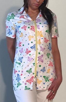 Košeľa dámska zdravotná BIBI 03 potlač motýľ - VYROBENÉ NA SLOVENSKU