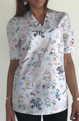 Košeľa dámska zdravotná EVA  - vzor písmenká - VYROBENÉ NA SLOVENSKU