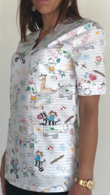 Košeľa dámska zdravotná EVA  - vzor písmenká - VYROBENÉ NA SLOVENSKU