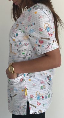Košeľa dámska zdravotná EVA - vzor písmenká - VYROBENÉ NA SLOVENSKU
