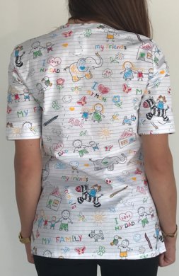 Košeľa dámska zdravotná EVA  - vzor písmenká - VYROBENÉ NA SLOVENSKU