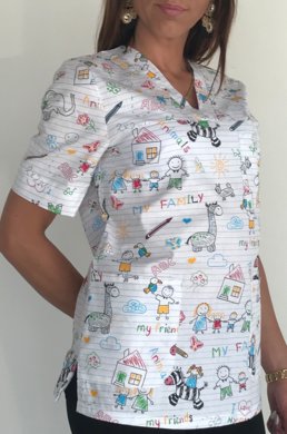 Košeľa dámska zdravotná EVA  - vzor písmenká - VYROBENÉ NA SLOVENSKU