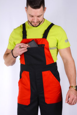 Nohavice trakové farebná kombinácia-pánske  (čierno-červené) výška 194  - VYROBENÉ NA SLOVENSKU