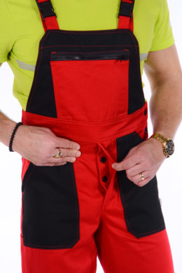 Nohavice trakové farebná kombinácia-pánske  (červená + čierna) výška 194 - VYROBENÉ NA SLOVENSKU