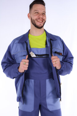 Blúza monterková pánska MULTI - farebná kombinácia (royal modrá + modrá) výška 182 - VYROBENÉ NA SLOVENSKU