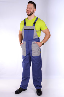 Nohavice trakové farebná kombinácia-pánske (royal modrá + sivá) výška 182 - VYROBENÉ NA SLOVENSKU