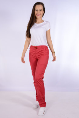 Nohavice na gumu Klara-dámske - marlboro červené  (100% bavlna) VYROBENÉ NA SLOVENSKU