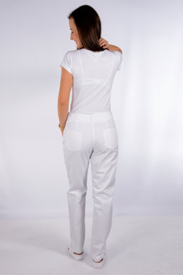 Nohavice MIRA na pevný pás - všitá guma - biele -  VYROBENÉ NA SLOVENSKU