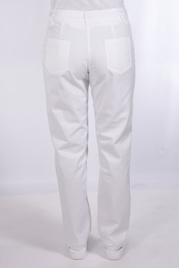 Nohavice MIRA na pevný pás - všitá guma - biele -  VYROBENÉ NA SLOVENSKU