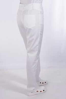 Nohavice MIRA na pevný pás - všitá guma - biele -  VYROBENÉ NA SLOVENSKU