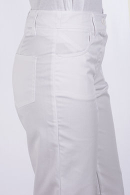 Nohavice MIRA na pevný pás - všitá guma - biele -  VYROBENÉ NA SLOVENSKU