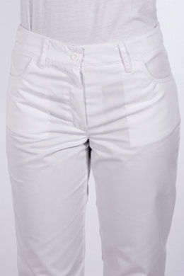 Nohavice MIRA na pevný pás - všitá guma - biele -  VYROBENÉ NA SLOVENSKU