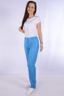 Nohavice MIRA na pevný pás - všitá guma - tyrkysové - VYROBENÉ NA SLOVENSKU