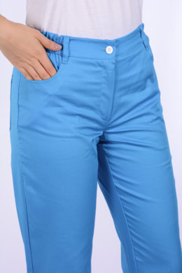 Nohavice MIRA na pevný pás - všitá guma - biele -  VYROBENÉ NA SLOVENSKU