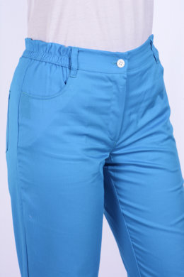 Nohavice MIRA na pevný pás - všitá guma - biele -  VYROBENÉ NA SLOVENSKU