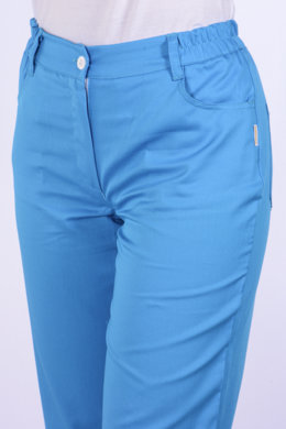 Nohavice MIRA na pevný pás - všitá guma - tyrkysové -  VYROBENÉ NA SLOVENSKU