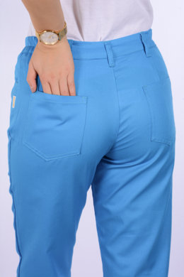 Nohavice MIRA na pevný pás - všitá guma - biele -  VYROBENÉ NA SLOVENSKU