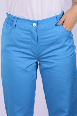 Nohavice MIRA na pevný pás - všitá guma - biele -  VYROBENÉ NA SLOVENSKU