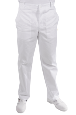 Nohavice na gumu biele pánske (zmesový materiál) VYROBENÉ NA SLOVENSKU