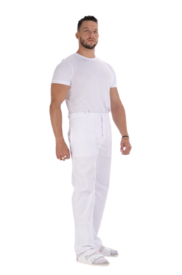 Nohavice na pevný pás biele (zmesový materiál) VYROBENÉ NA SLOVENSKU