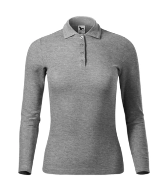 Polokošeľa dámska PIQUE POLO LS - MALFINI - tmavosivý melír