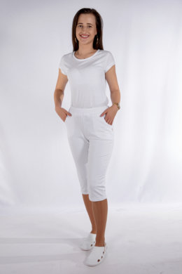 Tepláky Bortex 02 krátke  - biele - VYROBENÉ NA SLOVENSKU