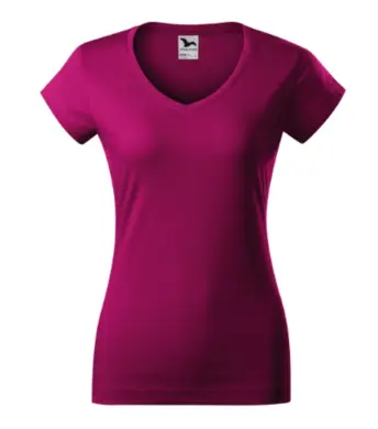 Tričko dámske - MALFINI - FIT V-NECK - fuchsia red