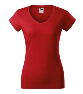 Tričko dámske - MALFINI - FIT V-NECK - červené