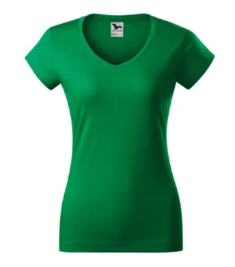 Tričko dámske - MALFINI - FIT V-NECK - trávová zelená