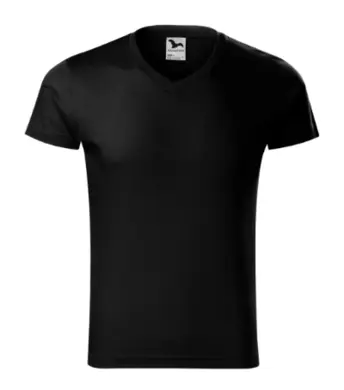 Tričko pánske - MALFINI - Slim Fit V-neck - čierne