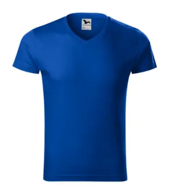 Tričko pánske - MALFINI - Slim Fit V-neck -  kráľovská modrá