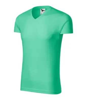 Tričko pánske - MALFINI - Slim Fit V-neck -  mätové