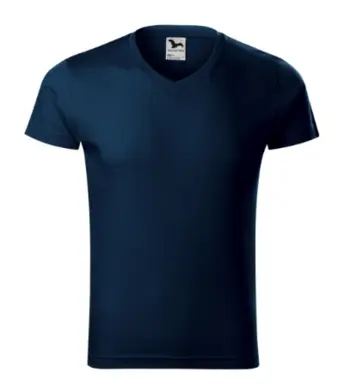 Tričko pánske - MALFINI - Slim Fit V-neck -  tmavomodré