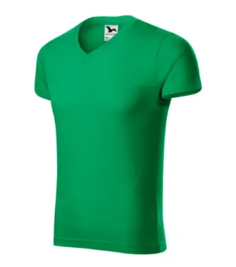 Tričko pánske - MALFINI - Slim Fit V-neck -  trávová zelená