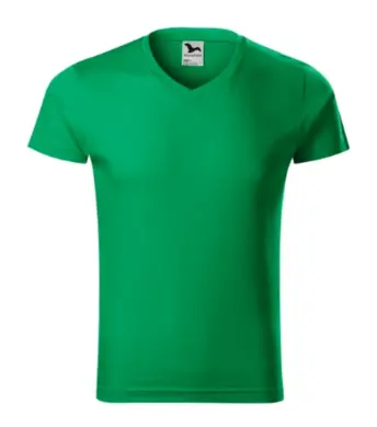 Tričko pánske - MALFINI - Slim Fit V-neck -  trávová zelená