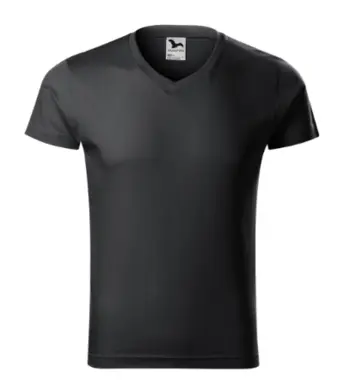Tričko pánske - MALFINI - Slim Fit V-neck -  ebony gray